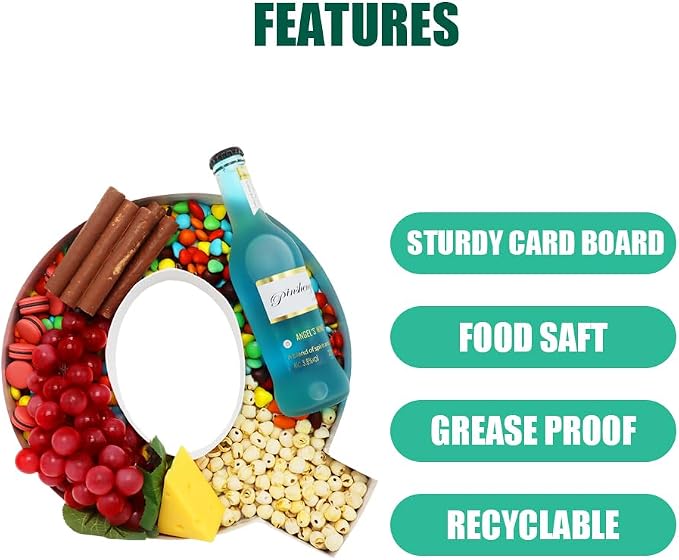 Cardboard Letter Fillable Charcuterie Board Candy Food Tray, 12.2 inch - Image 3