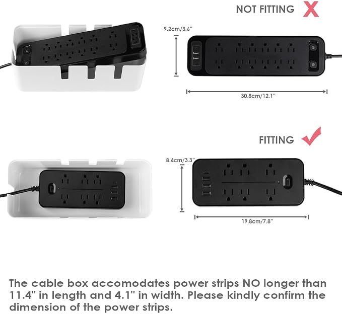 Cable Management Box by Baskiss, Wood Lid, Wire Organizer - Image 4