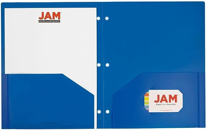 JAM PAPER Heavy Duty Plastic 3 Hole Punch Pocket Folders - Image 4