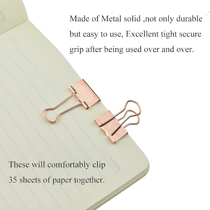 HAHIYO Binder Clips Paper Clamps Spring Steel Sturdy Small 0.75 inch Width 0.2 - Image 6