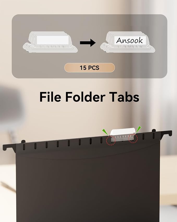 Ansook Plastic Legal Size Hanging File Folders, 12 Pack Extra Capacity File - Image 6
