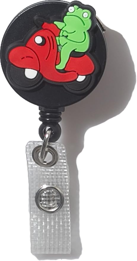 Cute Frog Badge Clip Retractable Badge Reel ID Name Badge Holder Reels by DQL