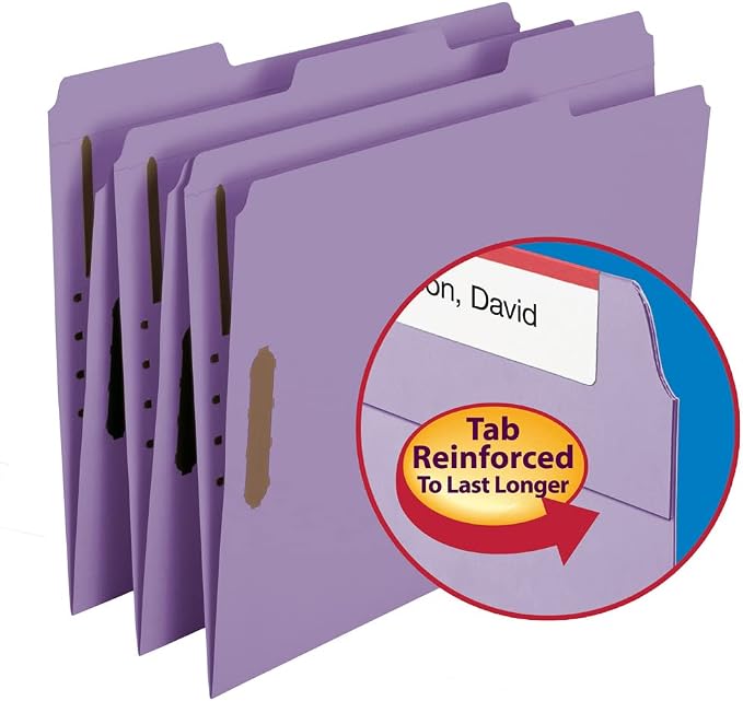 Smead Fastener File Folders, Reinforced 1/3-Cut Tabs, 2 Fasteners, Letter Size - Image 3