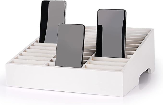 36-Grid Wooden Cell Phone Holder Desktop Organizer Storage Box by Ozzptuu