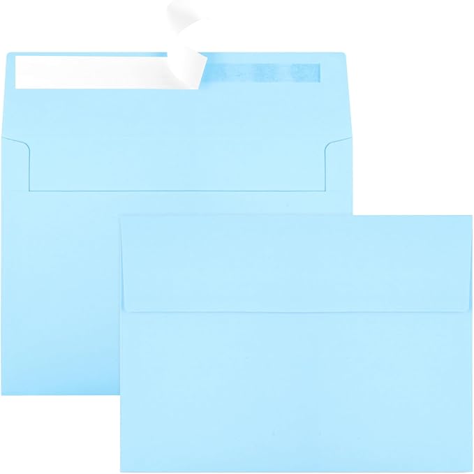 50 Packs Blue 5x7 Envelopes, A7 Invitation Envelopes Self Seal by Joyberg
