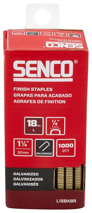 SENCO L15BABR 18 Gauge, 1/4" Crown Finish Staples, 1 1/4 Inch Length, Galvanized - Image 2