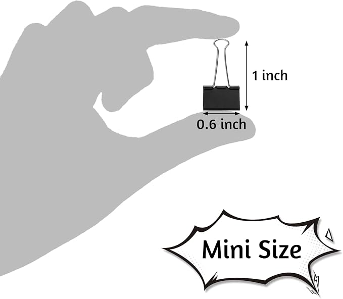 OWLKELA 220 PCS Mini Binder Clips 0.6 Inch, Metal Paper Clip Bulk, Small Black - Image 3