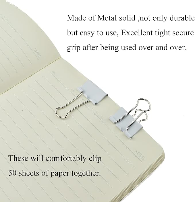 HAHIYO Binder Clips Paper Clamps Spring Steel Sturdy 0.98 inches Width 0.31 - Image 6