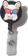 Cute French Bulldog Badge Clip Retractable Badge Reel ID Name Badge Holder Reels by DQL