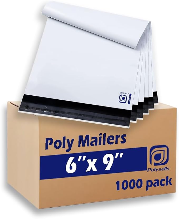POLYSELLS 1000 6x9 Inch White Pack Poly Mailers Shipping Envelopes, Strong by POLYSELLS