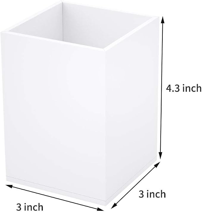 NIUBEE White Acrylic Pen Holder 2 Pack, Desktop Pencil Cup Stationery Organizer - Image 3