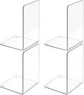 Acrylic Bookends 4 Pcs, Transparent Bookend Organizer, Book Holder Stand by Dooiclear