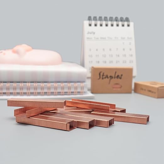 NatSumeBasics 3000 Rose Gold Staples 26/6 Standard Colored Staple Refill - Image 2