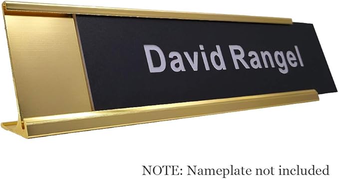 2" x 10" Aluminum NamePlate Desk Holder 5 Pack Yellow Gold | Office Business - Image 2