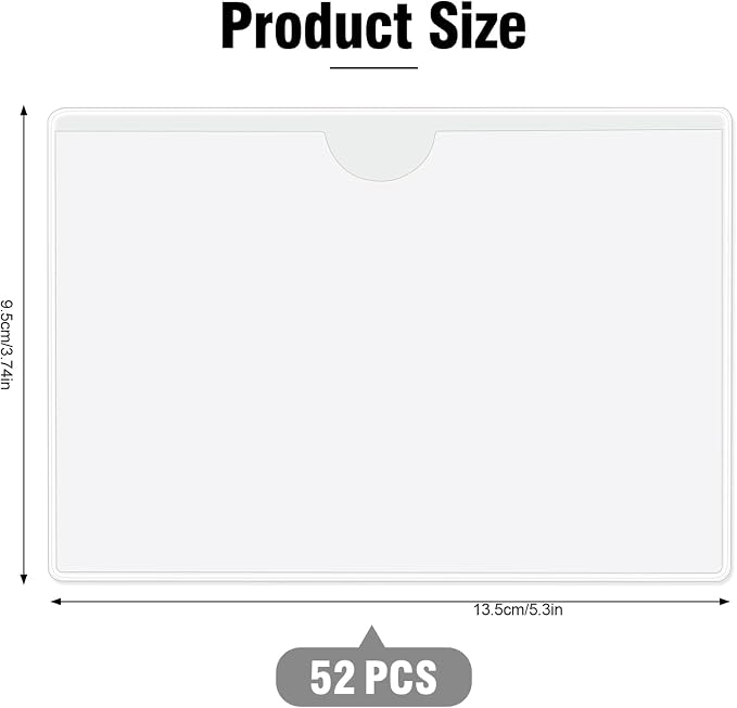 52 Pcs 3" x 5" Self Adhesive Index Card Pockets Label Pockets - Image 2