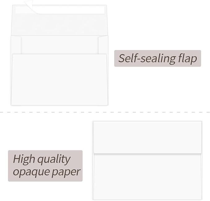 100 Packs White 4x6 Envelopes for Invitation Card, A6 Small Envelopes Self Seal - Image 3