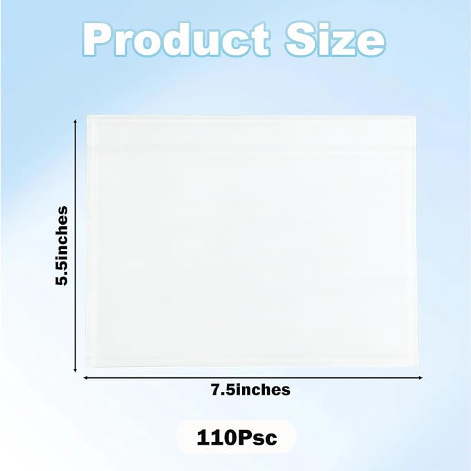 110 Pcs 7.5"x 5.5" Shipping Label Sleeves, Adhesive Clear Packing Slip Pouches - Image 2