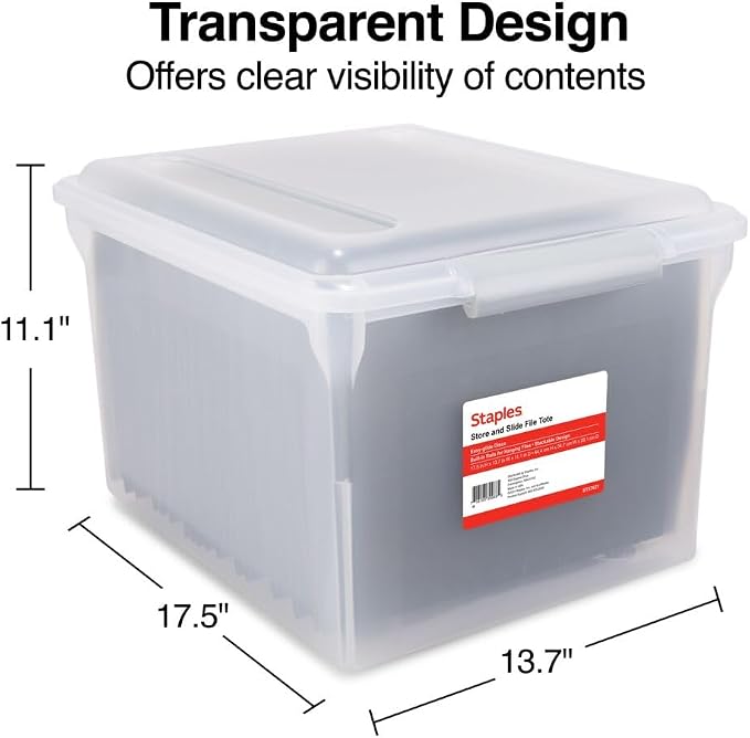 STAPLES Store & Slide Plastic File Box Latching, Letter/Legal Size - Image 2