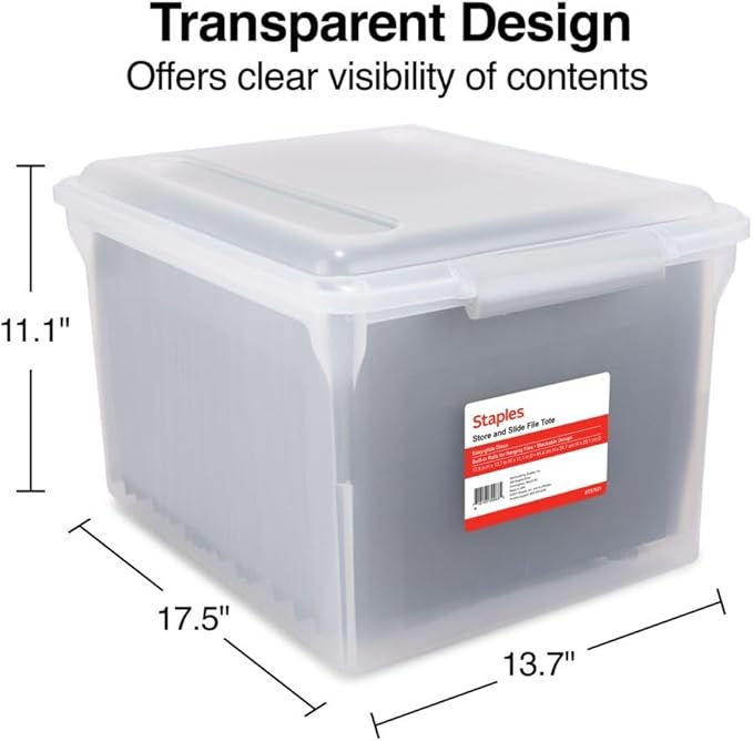 STAPLES Store & Slide Plastic File Box Latching, Letter/Legal Size - Image 9