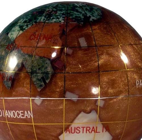 Unique Art 3-Inch amber Pearl Swirl Ocean Gemstone World Globe Paper Weight - Image 4