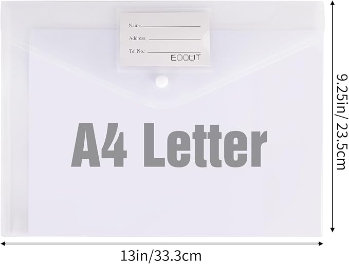 EOOUT 30pcs Plastic Envelopes, Document Folders Letter Size A4 Size File - Image 2