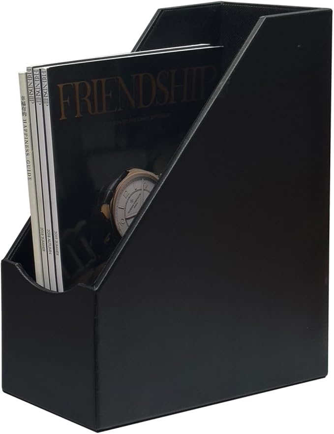 UnionBasic Magazine File Holder, Leatherette Desktop Document Organizer by UnionBasic