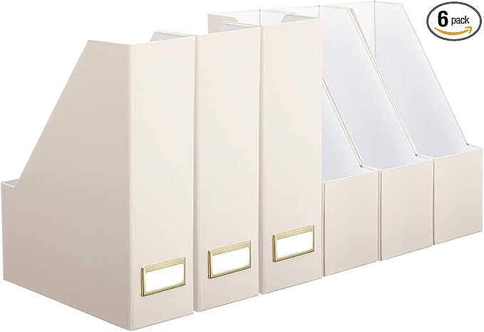Feifeiya Magazine File Holder Set of 6 Stylish Sturdy Cardboard File Boxes Desk by Feifeiya