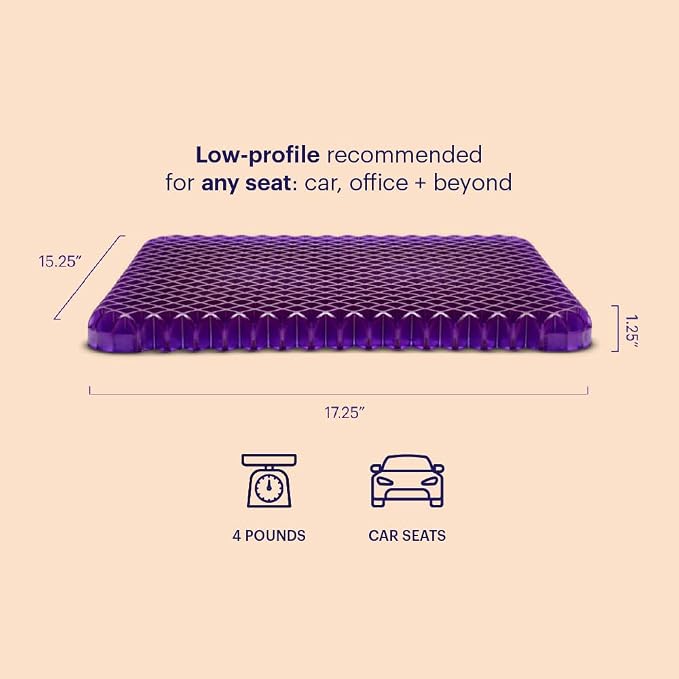 Purple Simply Seat Cushion, Lightweight 1.25" Low-Profile Gel Seat Cushion | - Image 2