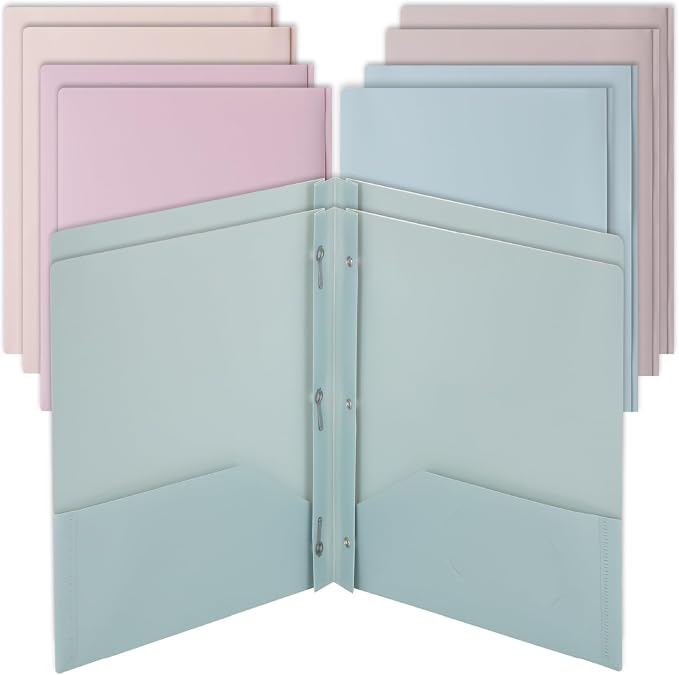 Mr. Pen- Plastic Folders with Pockets and Prongs, 10 Pack, Letter Size | by MrPen