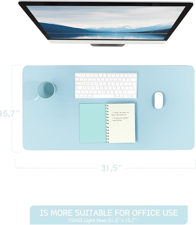 YSAGi Non-Slip Leather Desk Pad, Waterproof Laptop Computer Desk Keyboard Mat - Image 5