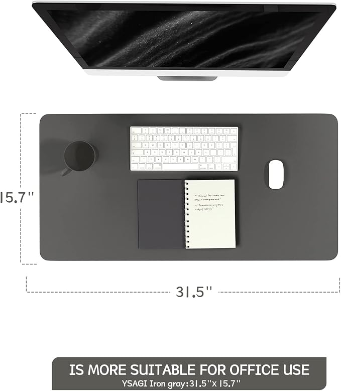 YSAGi Non-Slip Leather Desk Pad, Waterproof Laptop Computer Desk Keyboard Mat - Image 2