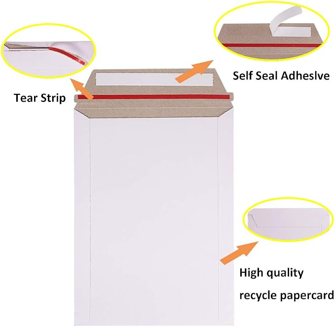 zmybcpack 100 Pack 6X8 inch Self Seal Photo Document Mailers Stay Flat White - Image 4