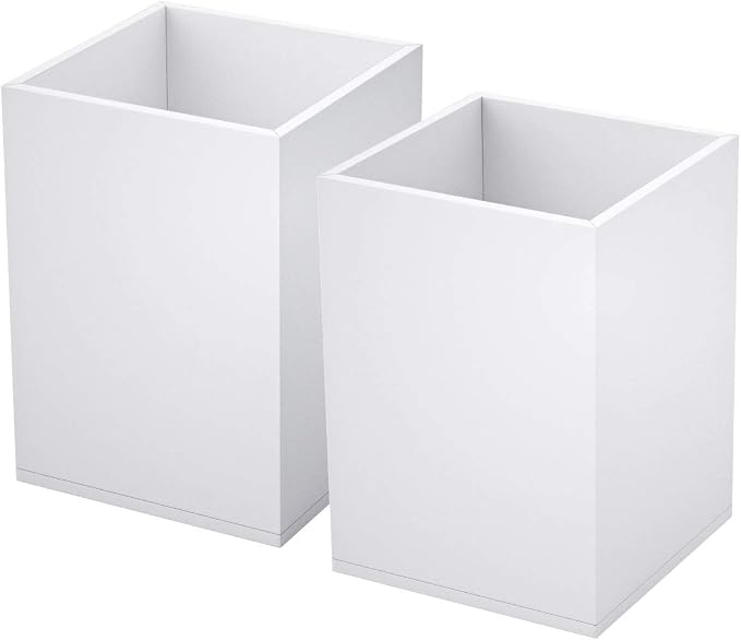 NIUBEE White Acrylic Pen Holder 2 Pack, Desktop Pencil Cup Stationery Organizer by NIUBEE