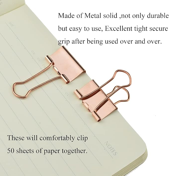 HAHIYO Binder Clips Paper Clamps Spring Steel Sturdy 0.98 inch Width 0.31 Inch - Image 6