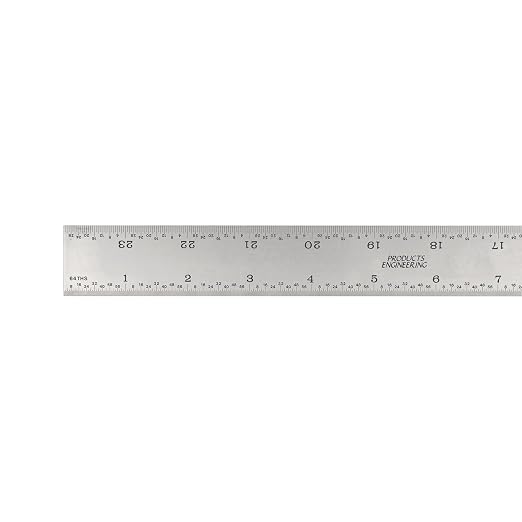 PEC Tools Made in USA Machinist Rule, Satin Chrome Finish, Markings 1/32" by PECTools