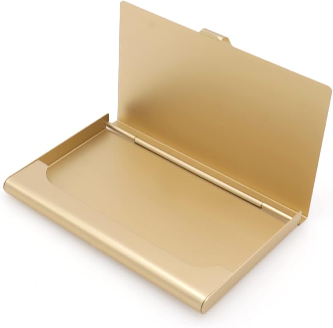 2-Pack Gold Aluminum Business Card Holder Slim Flip Pocket Case | aluminum - Image 9