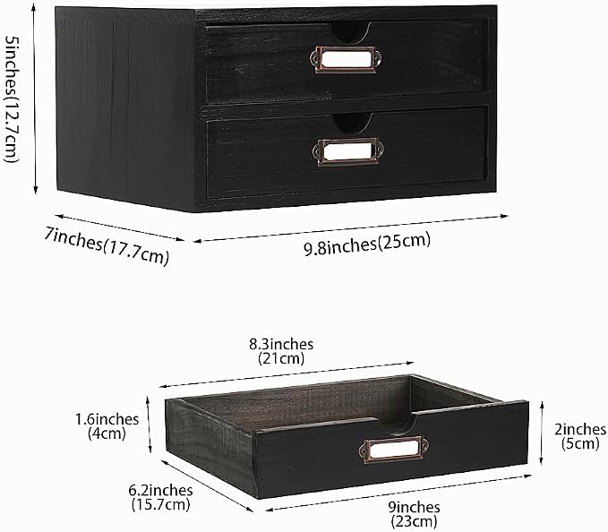 Wooden Storage Box Rustic Desktop Organizer - Image 3