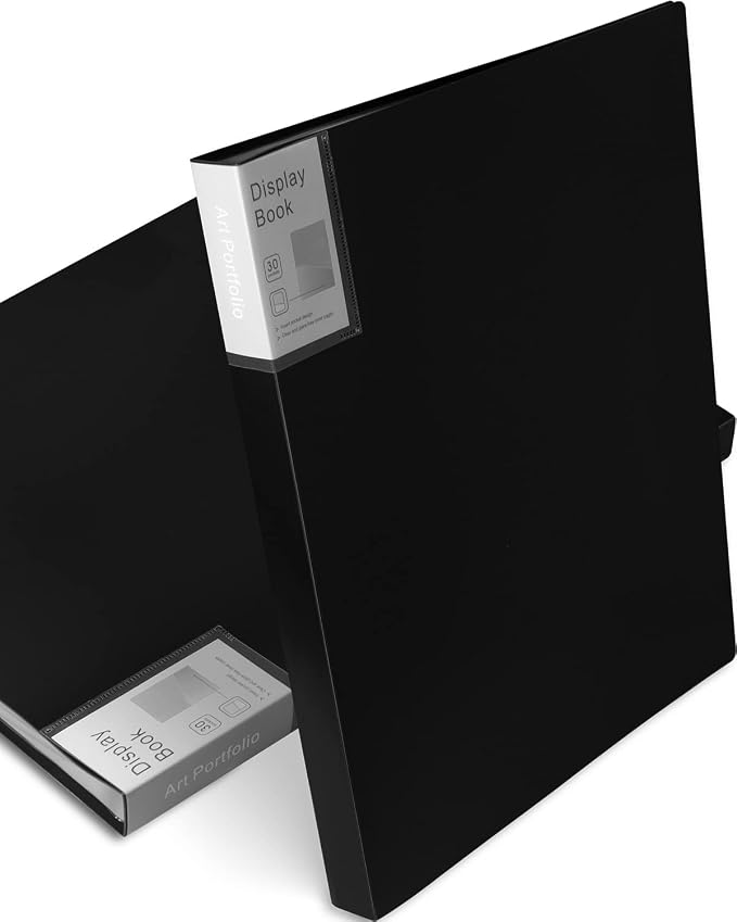Folder with Plastic Sleeves 2 Packs 11"x14" Black Portfolio Folder by Dynta