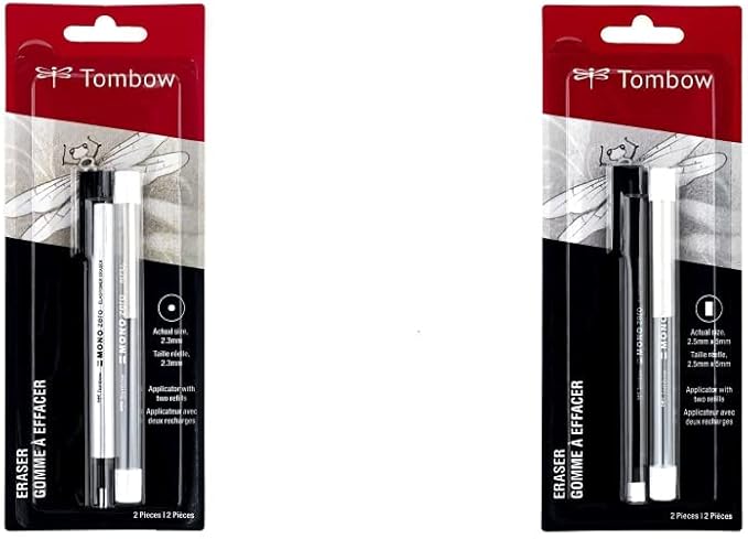 Tombow Mono Zero Eraser and Refill Value Pack, Round 2.3mm. Precision Tip by Tombow