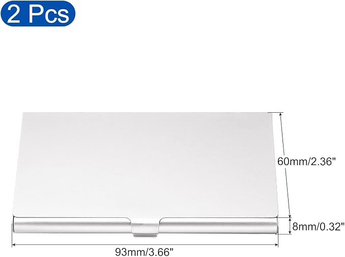 PATIKIL Business Card Holder, 2 Pieces Aluminum Alloy Flip Cover Slim Name - Image 2