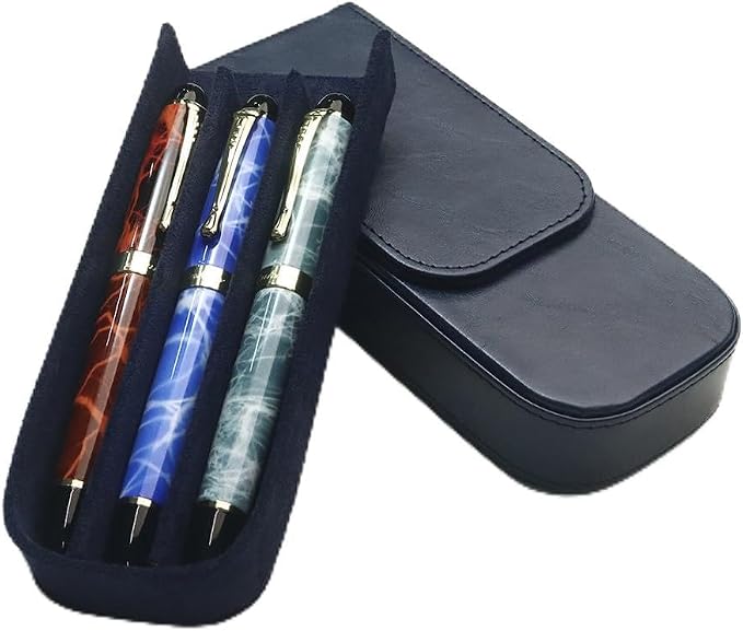 PU Leather Triple Pen Case Pencil Pouch Holder by MIVLXLX