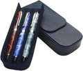 PU Leather Triple Pen Case Pencil Pouch Holder by MIVLXLX