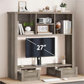 Desk Shelf with Computer Monitor Stand, 37.4''W Desktop Bookshelf Display Rack by Homiflex