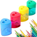 4 Pcs Pencil Sharpeners with Lid, Dual Holes Compact Colored Handheld Pencil by LBZLBZ