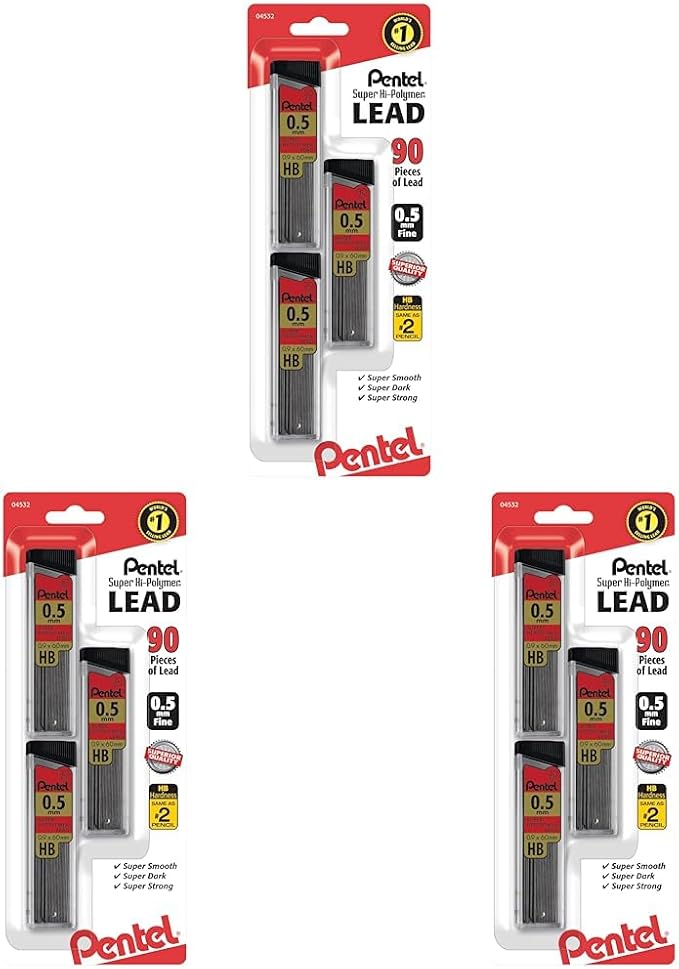 Pentel Super Hi-Polymer Lead Refills, 90 Pieces by PentelofAmerica