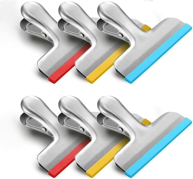HOUSE AGAIN 6 Pack Stainless Steel Chip Bag Clips Covered by HOUSEAGAIN