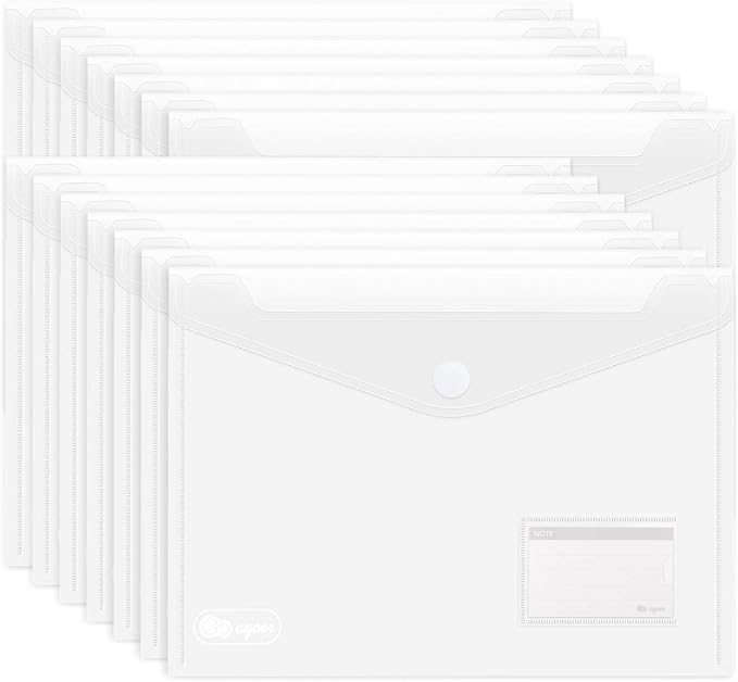ABSOFINE 25 Pack Transparent Plastic Envelope Folders, A4 Letter Size, 100% by ABSOFINE