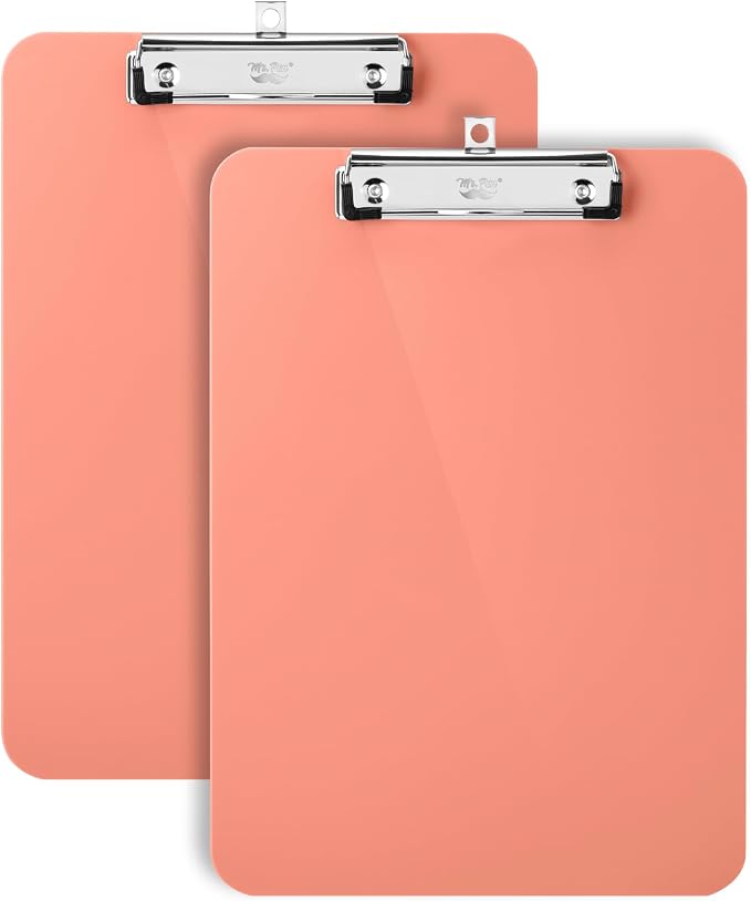 Mr. Pen- Plastic Clipboard, 12.5" x 9", 2 Pack | Coral Pink Clipboard Plastic by MrPen
