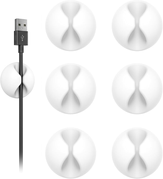 Shintop Cable Clips, 6 Pack White Cord Holder Cable Management Wire Organizer by Shintop