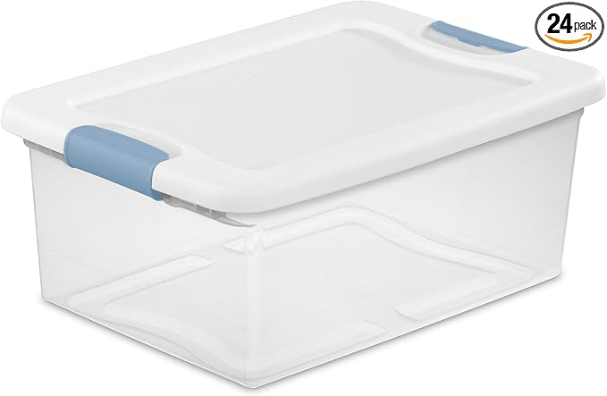 Sterilite 24-Pack Latching Box, Under Bed Storage Bins by Sterilite